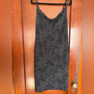 Mossimo Stretch Cowl Neck Black & White Floral Knee Length Dress